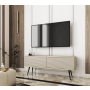Szafka RTV Beżowo - Złota 135 cm Noga Czarna - Złota MDF